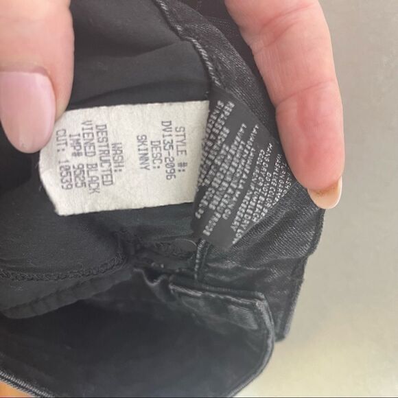 vince Destructed Veined Black Distressed Skinny Jeans 27 - Picture 6 of 6